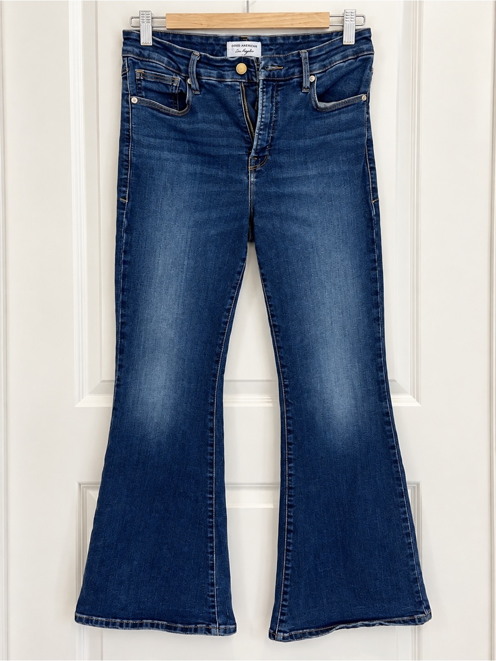 Good American x Dolly Parton Joleans Flare Jeans Size 10/30 Dark Wash